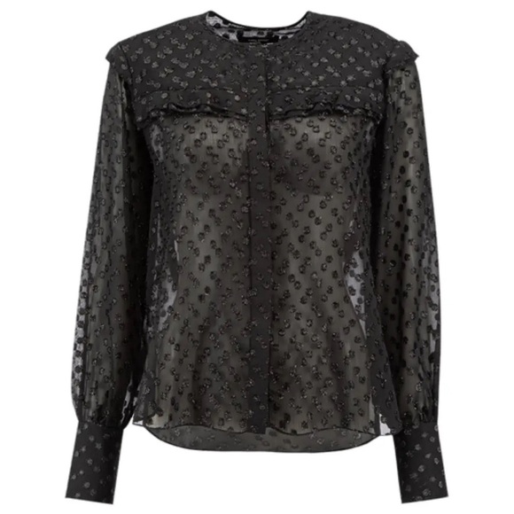 BNWT Isabel Marant Airy Sheer Polka Dot Blouse size 34/USXS $430 - Picture 5 of 9
